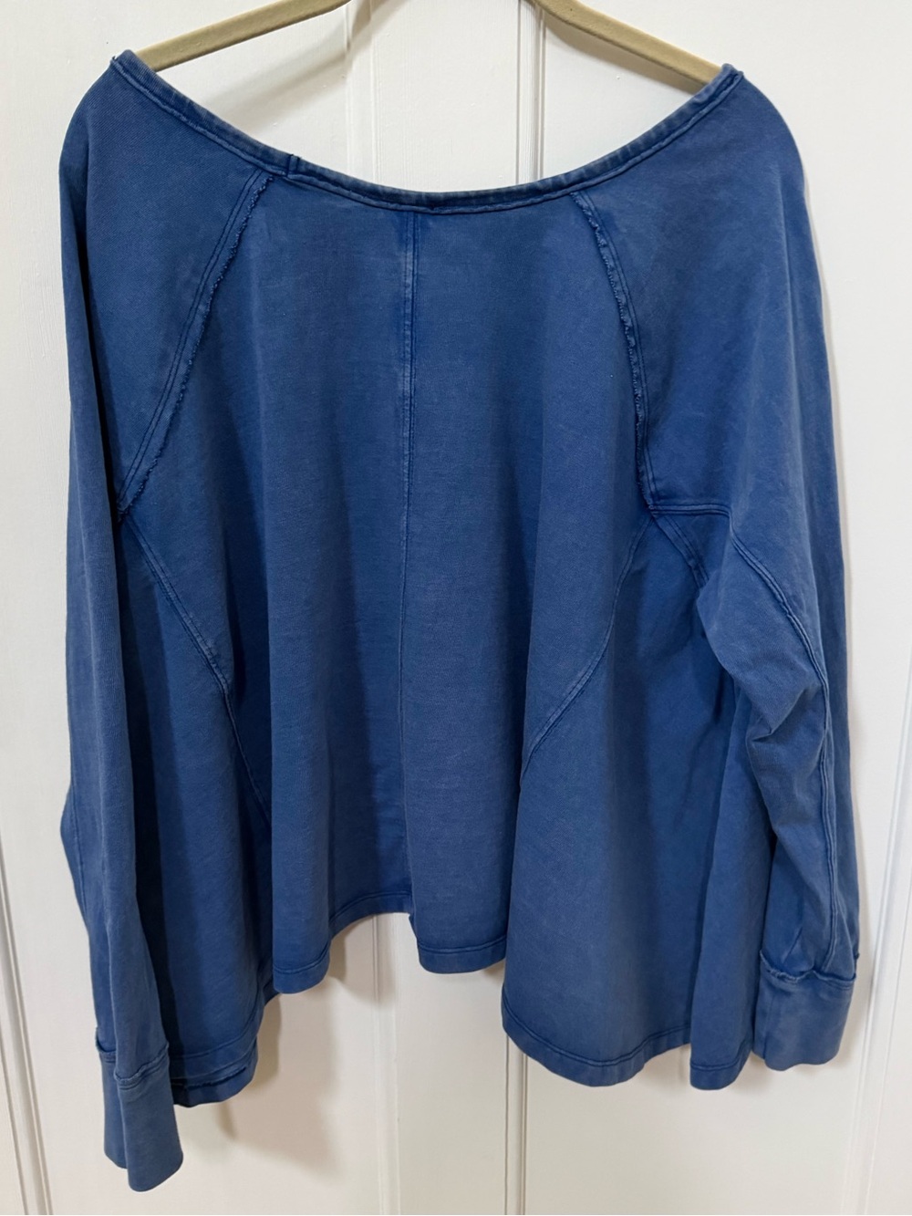 Free People Oversized Wide Neck Top  in Denim Blue